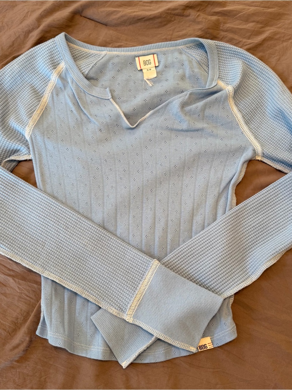 BDG Women’s Baby Blue Long-Sleeve Thermal Top